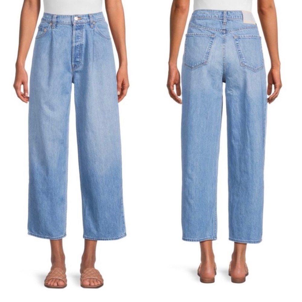 NWT MOTHER Snacks! High Rise Wide Leg Medium Wash Jeans sZ 29